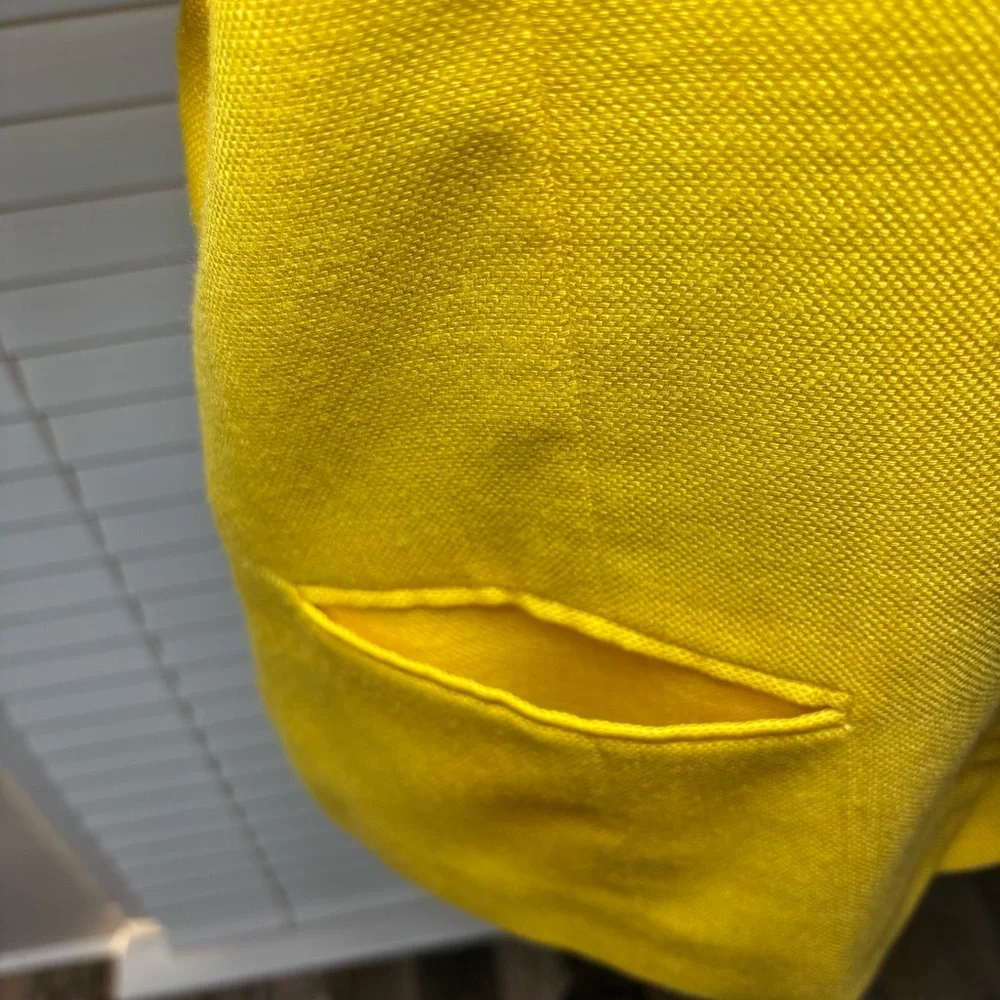 Vintage Blazer Womens Medium Katie Brooke Yellow Shoulder Pads Short Sleeve 90s - Picture 6 of 7